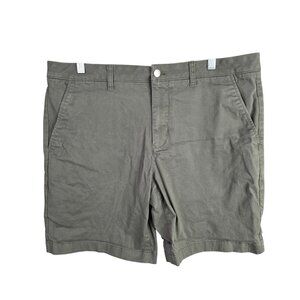 Mens Memeber's Mark Green Twill Shorts Flat Front 8" Inseam Cotton Stretch 36